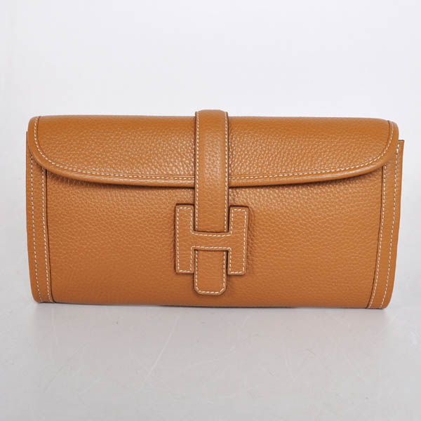 High Quality Hermes Jige Large Clutch Handbag Light Coffee 1052 Replica